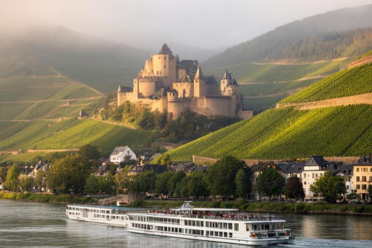 Crucero fluvial pasando junto a castillos y viñedos del valle del Rin
