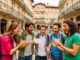 Compañeros de trabajo siguiendo un rally fotográfico por las calles de San Sebastián