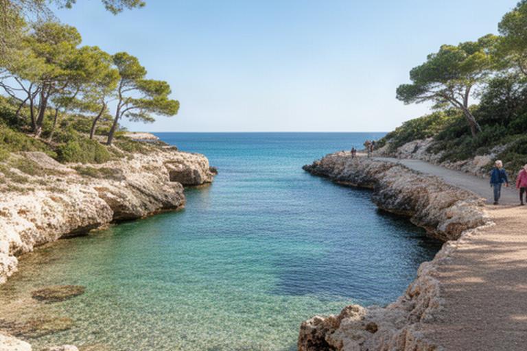 Caleta de Baleares con agua tranquila y poca afluencia durante la primavera